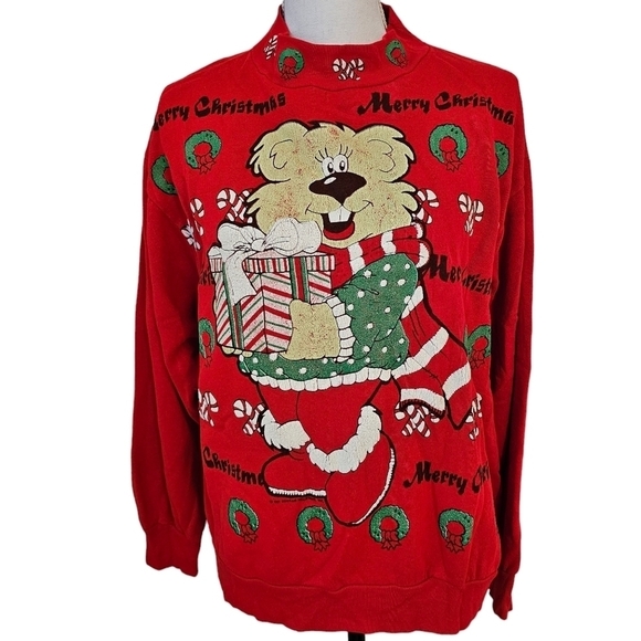Vintage Christmas bear sweatshirt - Picture 1 of 6